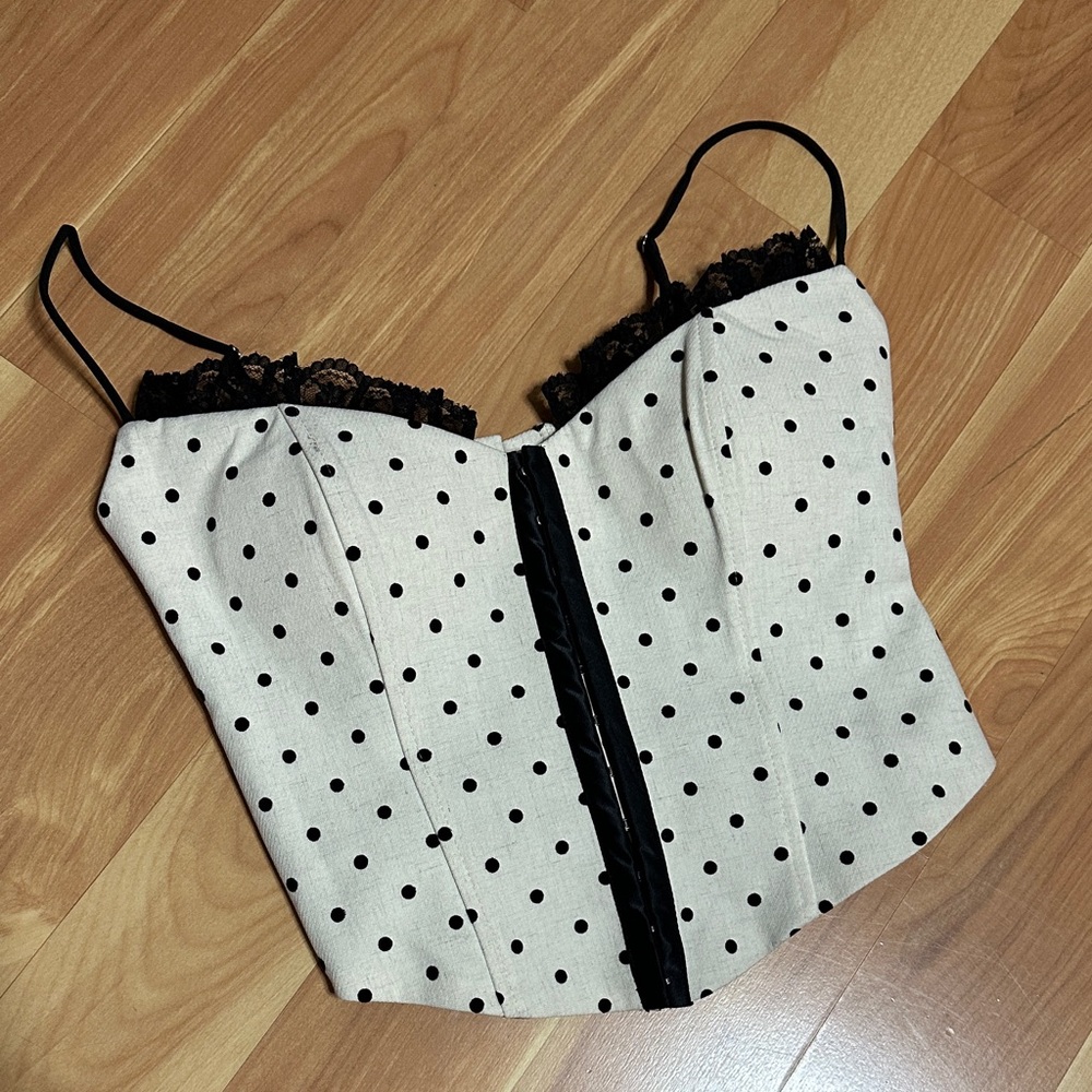 Elegant Black and light yellow Polka Dot corset - Picture 2 of 8